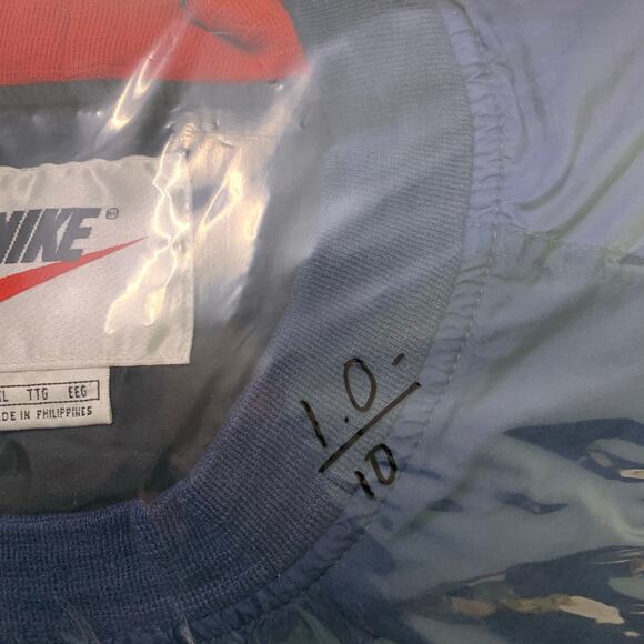 Vintage Nike check Navy Pullover Jacket Windbreaker Mens Size XXL VTG Zip Pocket - Picture 10 of 10